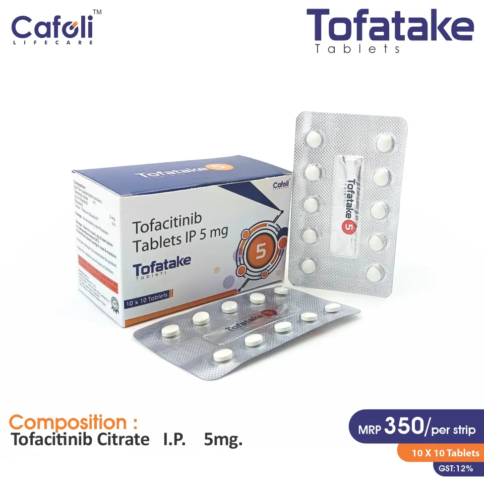 Tofacitinib (5mg) Tablet at the best price in PCD Pharma Franchise for Janus Kinase Inhibitor and Rheumatoid Arthritis Treatment.